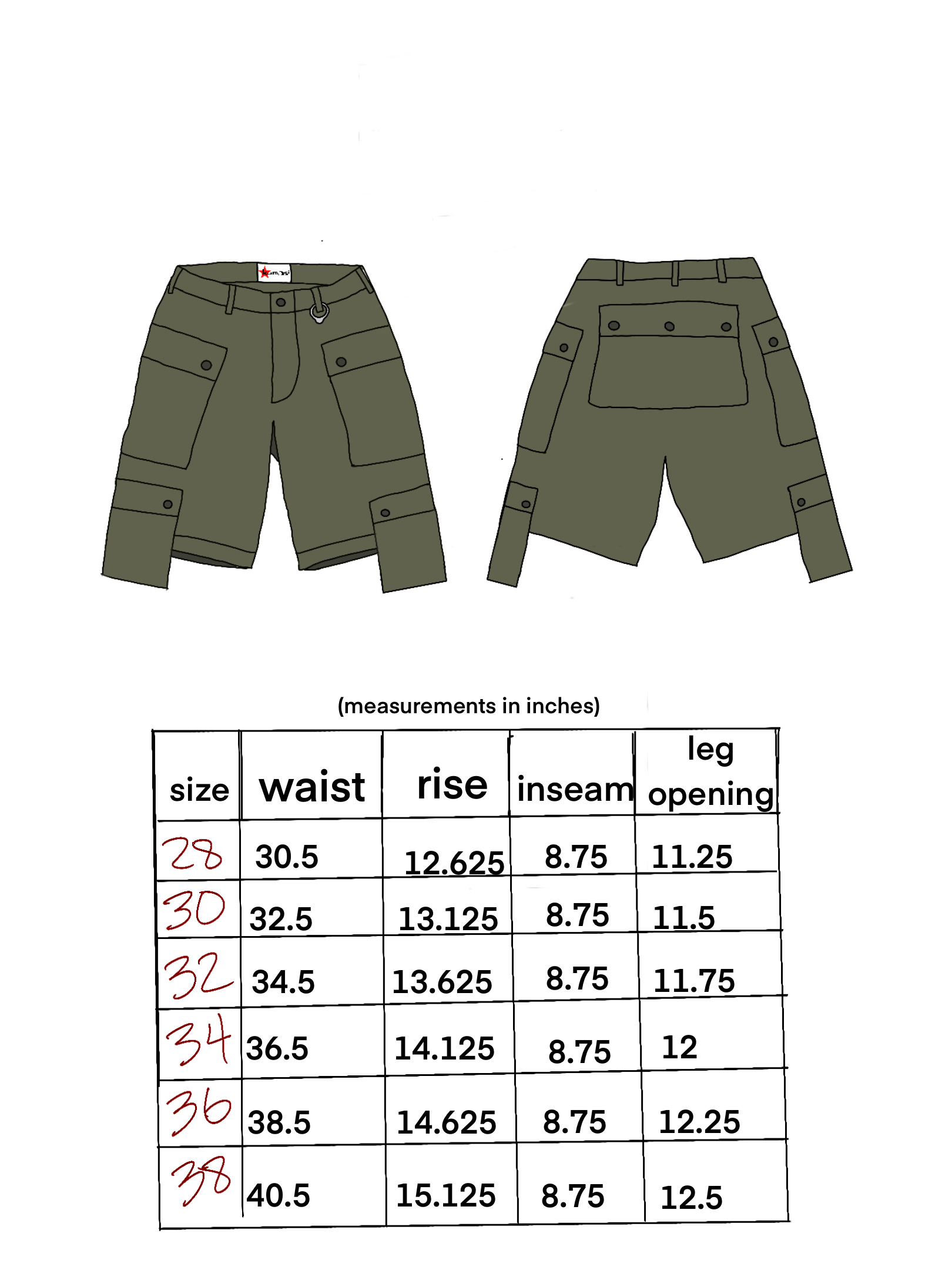 Kumasi Kill Klub "Beaucoup" Tactical Cargo Shorts ( Military Green)